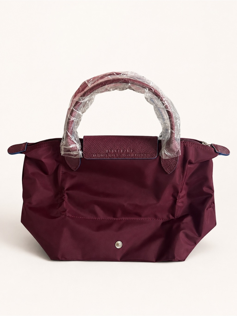 NWOT Longchamp Le Pliage Club S Plum Burgundy Top Handle Bag - Picture 11 of 14